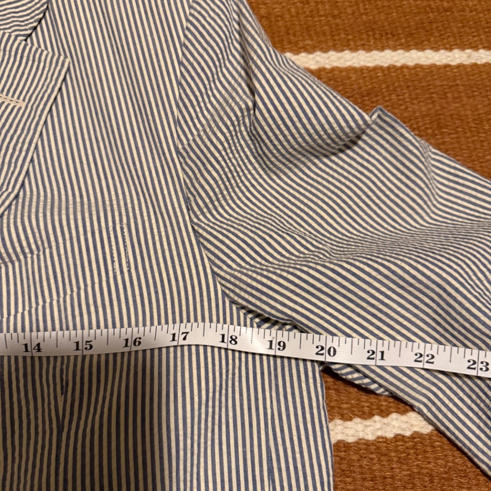 Polo Ralph Lauren Blazer Jacket Mens 42L White Blue Striped Seersucker Italy EUC - Picture 12 of 16